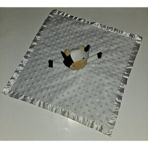 Cow Lovey Plush Baby Toy Minky Dot Satin Trim Pro Goleem White Black Brown